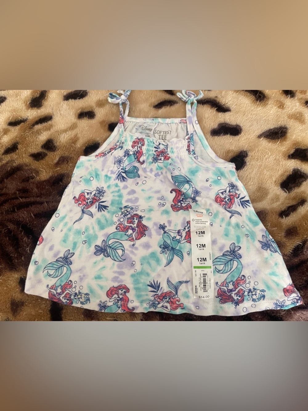 Disney Ariel Mermaid Tie-Strap Tank Top - Aqua, Pink & Teal